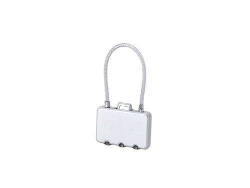Accessori Da Viaggio Konix Personalizzato - Lucchetto metallico con combinazione numerica a 3 cifre, pulsante di apertura sulla parte superiore e chiusura con cavo in acciaio