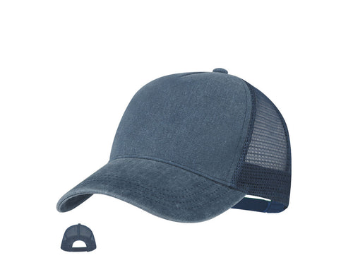 Cappellini Per Adulti Malcers Personalizzato - Cappellino a 5 pannelli con effetto lavato, realizzato principalmente in morbido cotone, retro in mesh dello stesso colore