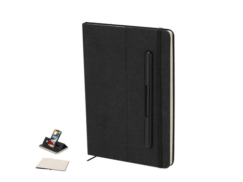Notepad-Ständer mit starren Umschlüpfen aus 600D RPET - Lemard Personalisiert