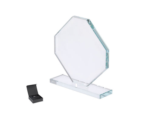Trophäenplatte aus dickem Glas mit elegantem achteckigem Design und Stand - Xinobar Personalisiert