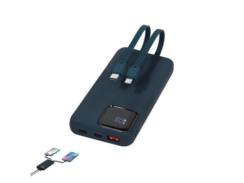 Batterie auxiliaire externe en ABS recyclé avec finition caoutchouteuse et capacité de charge de 10 000 mAh - Fatuox Personnalise