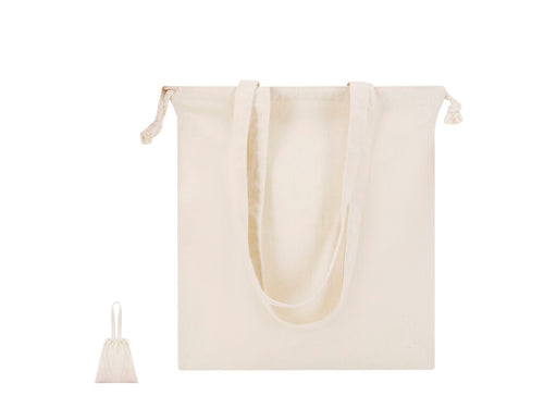 Sac avec cordes réglables en coton de 180g/m2 avec de longues poignées de 70 x 2,5 cm renforcées - Panthus Personnalise