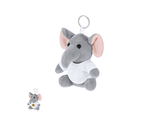 Portachiavi Gunnin Personalizzato - Portachiavi di peluche a forma di elefante con maglietta personalizzabile con anello metallico per un facile trasporto, ideale per la sublimazione