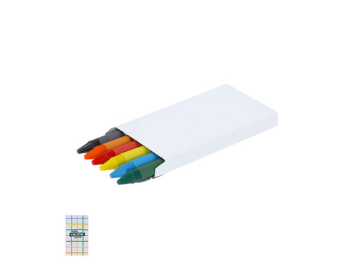 Ensemble de 6 crayons de couleur amusante dans une boîte en carton blanc recyclé - Cucko Personnalise