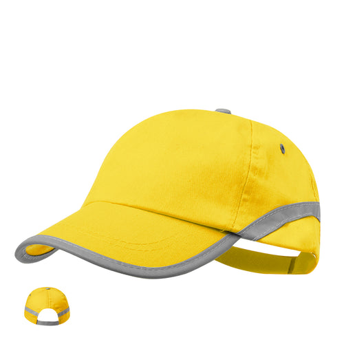 Casquette à 5 panneaux en coton avec bande réfléchissante sur la visière et le corps de la casquette - Tarea Personnalise