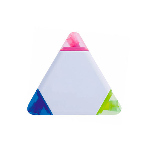 Surligneur original avec 3 couleurs fluo sur corps triangulaire blanc , finition douce et brillante - Trico Personnalise