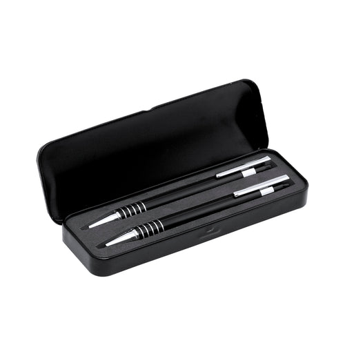 Set Da Scrittura Sheridan Personalizzato - Set composta da biro con meccanismo a pressione e porta mine con design originale bicolore