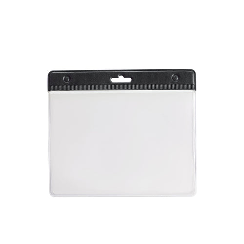 Badge perforé en PVC, fenêtre frontale et partie arrière blanche - Alter Personnalise