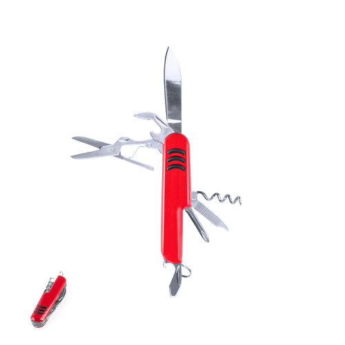 Multifunktions-Taschenmesser mit Edelstahl-Details sowie Griff mit rutschfester Riffelung - Shakon Personalisiert