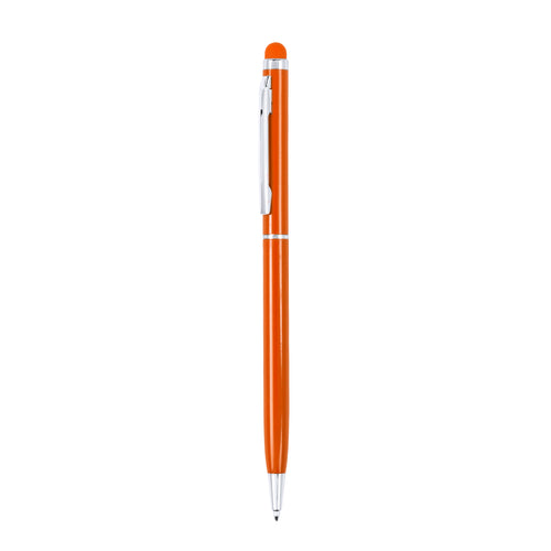 Stylo stylet à mécanisme rotatif, corps ultra-mince en aluminium finition métallisée et embout tactile assorti - Byzar Personnalise