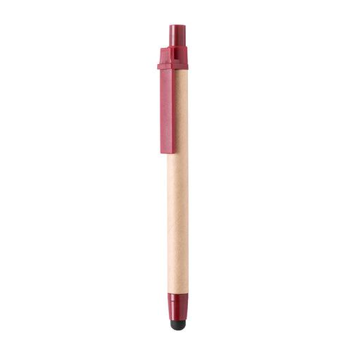 Stylo stylet avec mécanisme à poussoir dans un mélange original de carton pour le corps avec embout tactile noir - Than Personnalise
