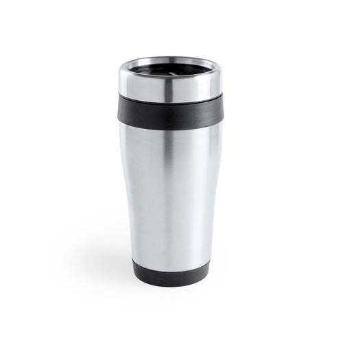 Verre en acier inox de 450ml de capacité avec corps de finition brillante avec accessoires assortis et en couleurs vives - Fresno Personnalise