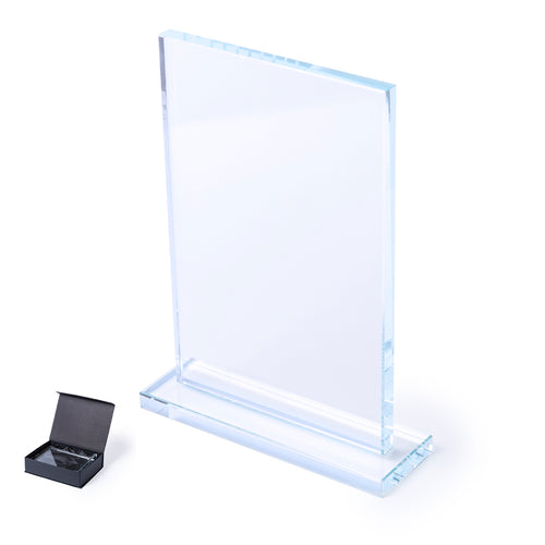 Trophäe aus dickem Glas mit elegantem rechteckigem Design und robustem Standbein - Recsum Personalisiert
