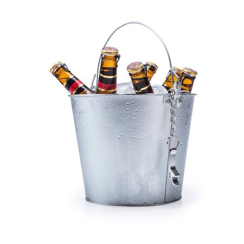 Metalleimer mit 6 Liter Fassungsvermögen sowie Aluminiumhenkel und Flaschenöffner mit Kette - Blake Personalisiert