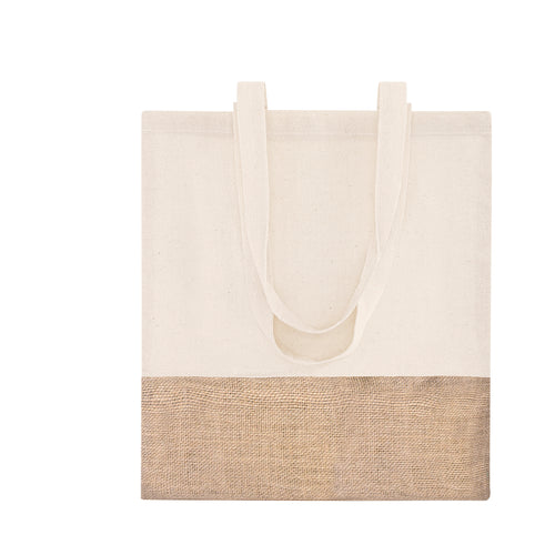 Ökologische Tasche aus einer robusten Kombination von natürlichen Materialien - Baumwolle und Jutefasern (245 g/m2) - Lerkal Personalisiert