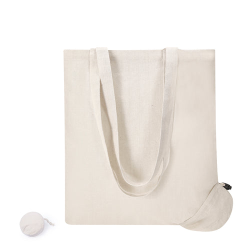 Borse Pieghevoli Helakel Personalizzato - Borsa pieghevole ecologica in resistente cotone 105g/m2 in bianco naturale