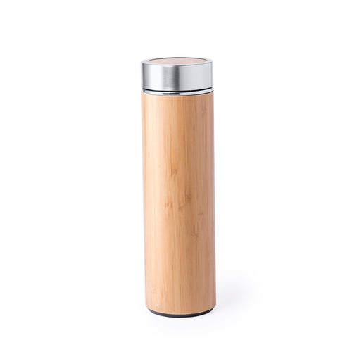 High quality and high capacity Thermos flask -500ml-, with body in bamboo and inside in stainless steel - Moltex Personalised