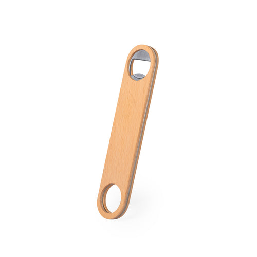 Ouvre-bouteille en bois de hêtre poli, intérieur en acier inoxydable, avec découpe pour le suspendre - Ferdy Personnalise