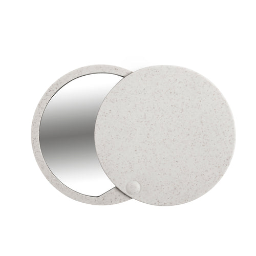 Miroir de poche de la gamme éco-friendly en paille de blé, afin de favoriser l'utilisation de matières premières naturelles et de réduire les émissions polluantes - Gradiox Personnalise