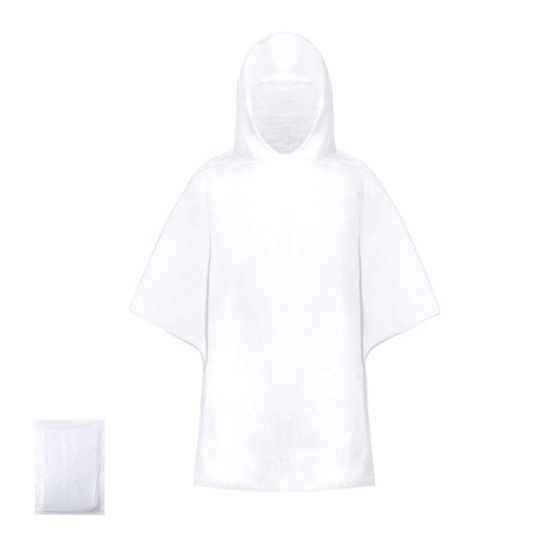 Poncho in Erwachsenengröße, hergestellt aus widerstandsfähigem PLA-Material -PolyLactic Acid-, das zu 100% aus natürlichen Ressourcen wie Maisstärke, Yucca oder Zuckerrohr gewonnen wird und am Ende seiner...