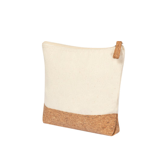Kosmetiktasche aus der Naturlinie in Kombination aus Naturkork und roher Baumwolle - Subrum Personalisiert