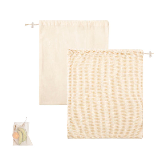 Borse Di Cotone Tolmen Personalizzato - Borsa a rete linea Nature in cotone grezzo 120 g / m2, con lato liscio per la stampa