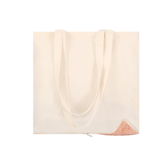 Borse A Soffietto Charel Personalizzato - Borsa pieghevole della linea natura, cotone da 110 g/m2 e base in sughero naturale, provvista di tasca