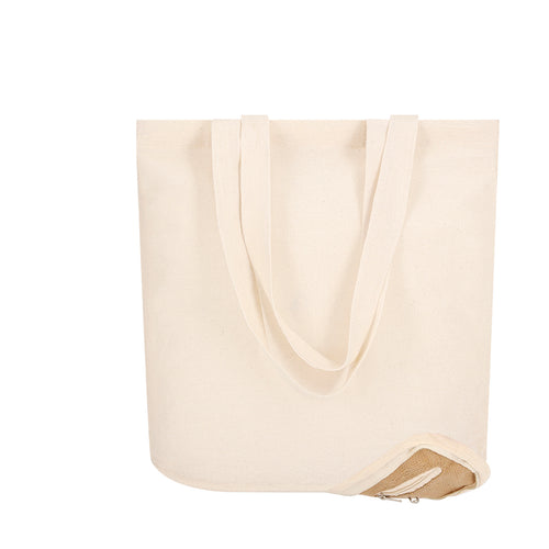 Borse A Soffietto Dylan Personalizzato - Borsa pieghevole della linea natura, cotone da 110 g/m2 e base in iuta, provvista di tasca