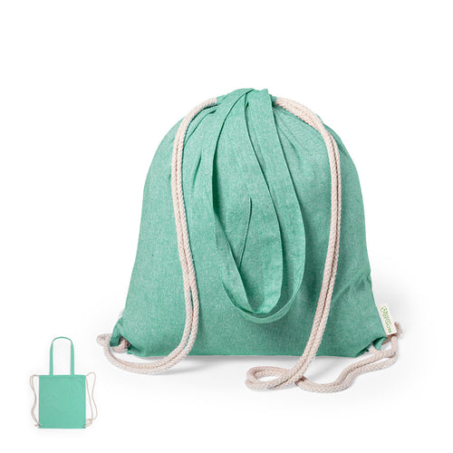 Zaini Fenin Personalizzato - Shopper sacca con corde della linea natura, in robusto cotone riciclato da 140 g/m2 , con maniglie di trasporto da 70 cm abbinate