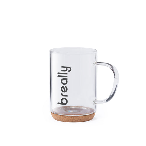 Tasse de ligne naturelle de 450 ml et base en liège normal - Hindras Personnalise