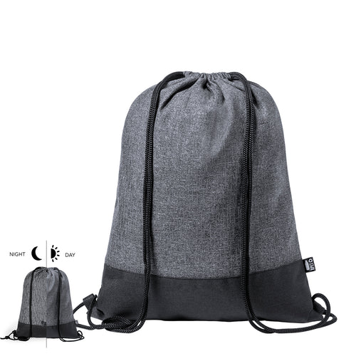 Reflektierender Rucksack mit Kordelzug aus strapazierfähigem 600D RPET-Polyester - Stabby Personalisiert