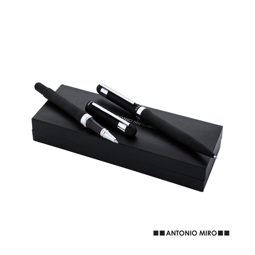 Set Da Scrittura Nilka Personalizzato - Elegante set by Antonio Miró con penna con meccanismo a rotazione e penna roller con cappuccio e originale anello dal design sobrio