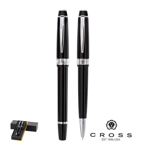 Set Da Scrittura Bailey Light Personalizzato - Set di penne biro e roller Bailey Light Cross, che combina una resina lucida con finiture metalliche cromate lucide