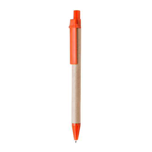 Stylo à bille à bouton-poussoir en mélange de carton recyclé couleur naturelle pour le corps - Compo Personnalise